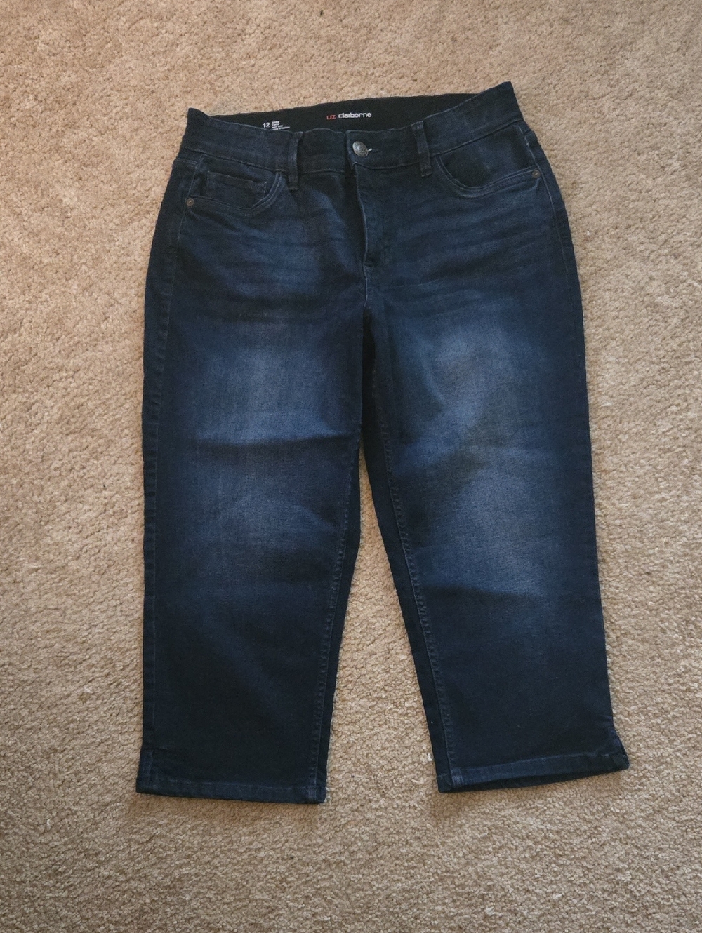 Liz Claiborne Sara Crop Mid Rise Dark Blue Cropped Jeans